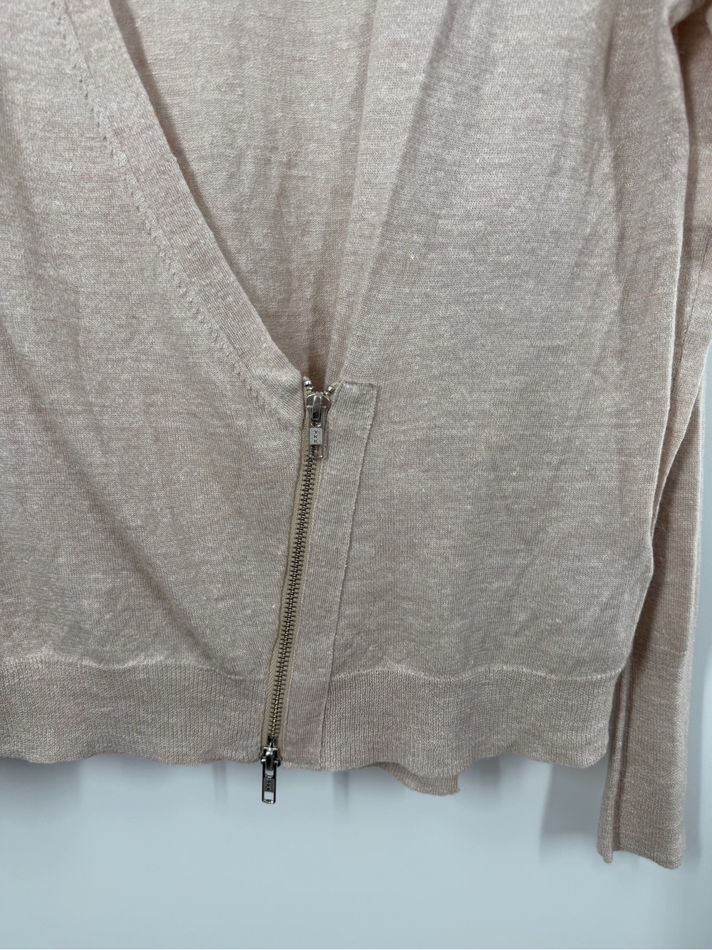 J. Crew Light Pink Merino Wool and Linen Blend Asymmetric Sweater - Picture 2 of 6